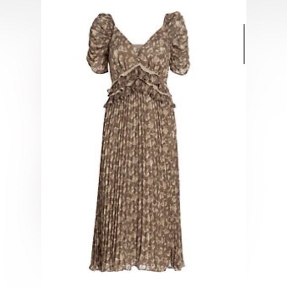 En Saison Daphne Midi Dress Mushroom size Small - Picture 6 of 6